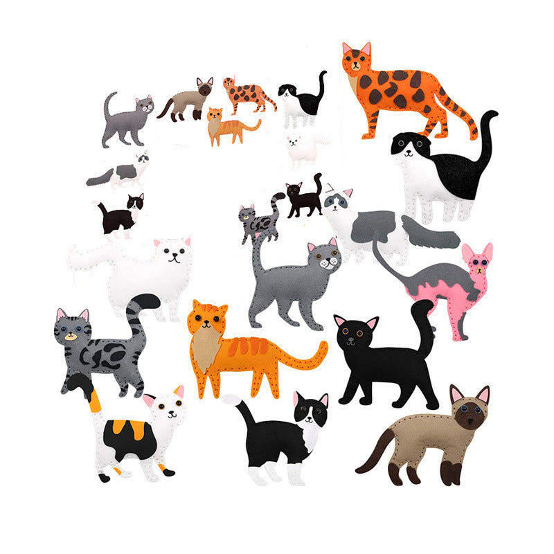 Children's Sewing Kit with Various Felt Cat Shapes for Creative DIY Projects